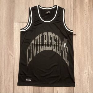 Civil Regime Basketball Jersey Med Black Tank Top “Above All”  White Dove NWT